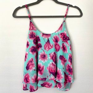Soprano Blue and Pink Floral Tank Top